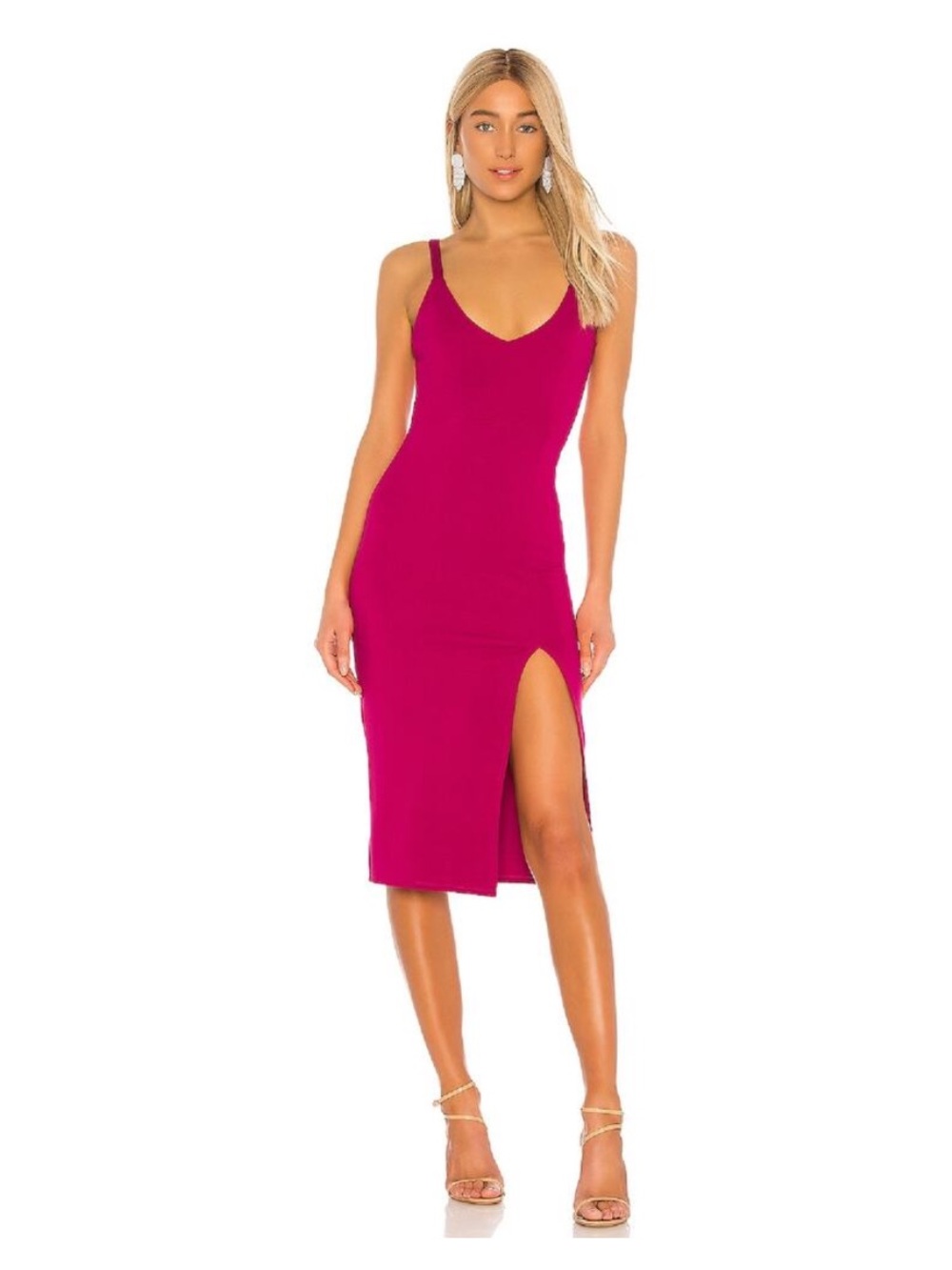 Lovers + Friends Lucie Sleeveless Midi Dress in Fuschia Sz M